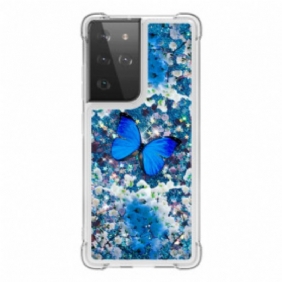 Case Samsung Galaxy S21 Ultra 5G Glitter Blue Perhoset