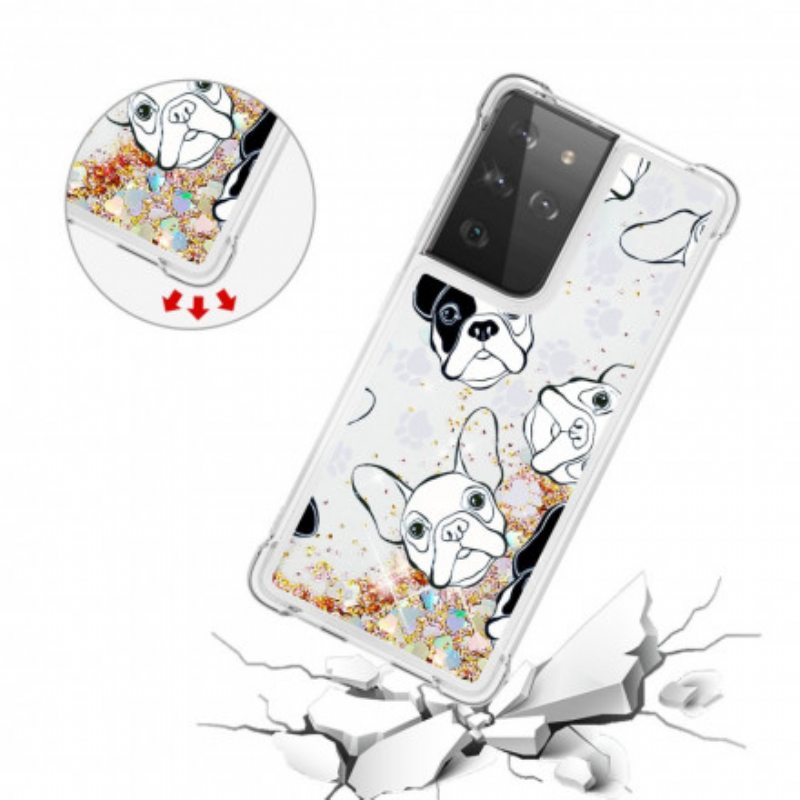 Case Samsung Galaxy S21 Ultra 5G Herra Koiran Paljetteja