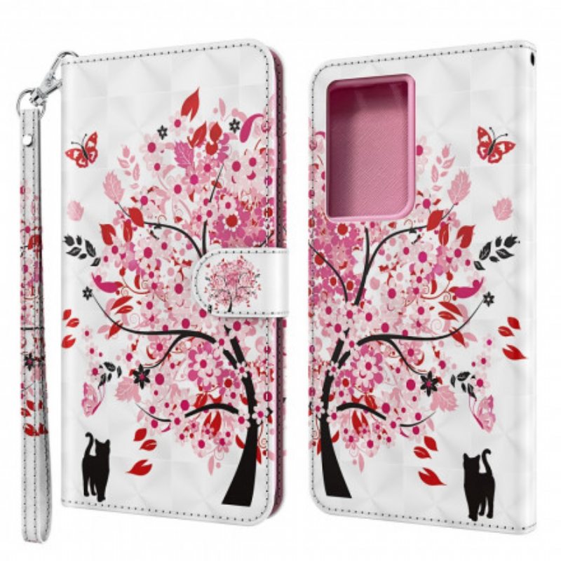 Flip Case Samsung Galaxy S21 Ultra 5G Vaaleanpunainen Puu