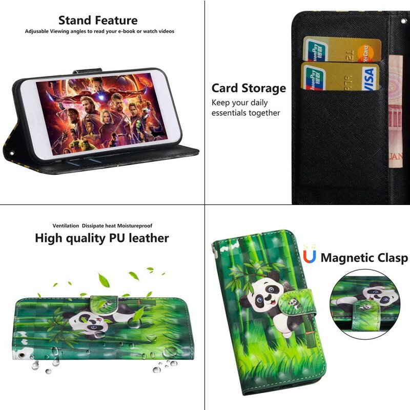 Flip Case Xiaomi Redmi Note 9S / 9 Pro Panda Ja Bambu