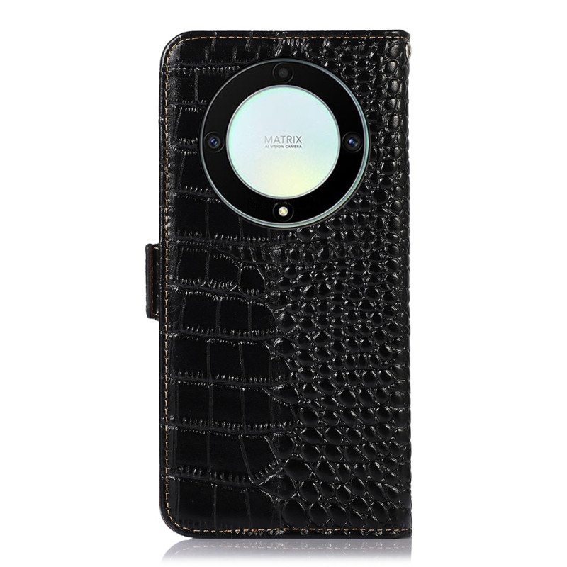 Kotelot Honor Magic 5 Lite Crocodile Style Rfid