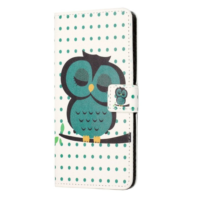 Flip Case Samsung Galaxy A14 / A14 5G Nukkuva Pöllö