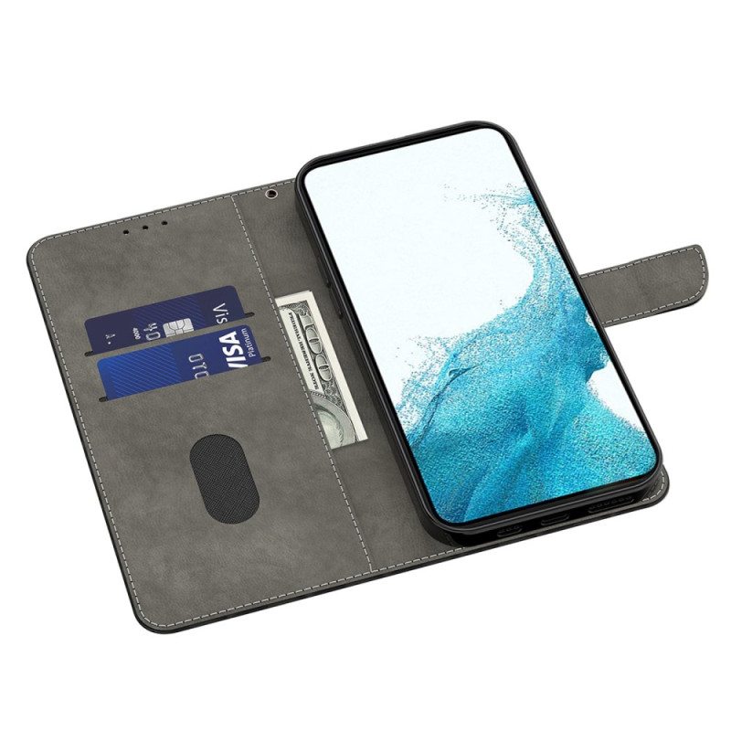 Flip Case Samsung Galaxy A14 / A14 5G Suojaketju Kuori Olkaimet Vaaleanpunaiset Kukat