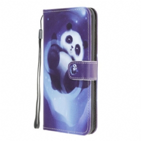 Flip Case Xiaomi Redmi 9 Suojaketju Kuori Panda Space Kaulanauhalla