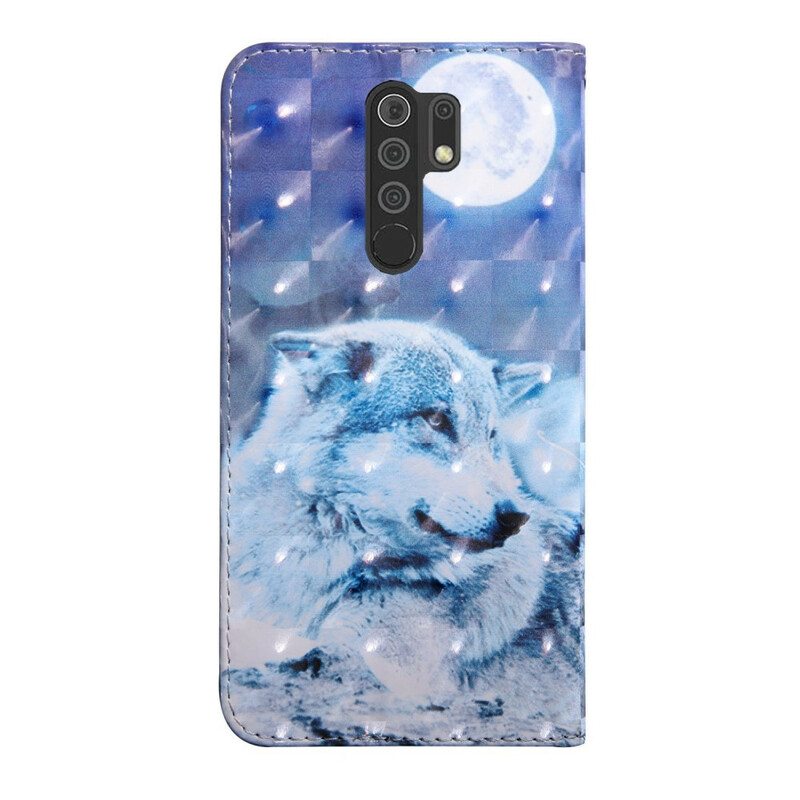 Flip Case Xiaomi Redmi 9 Susi Kuunvalossa