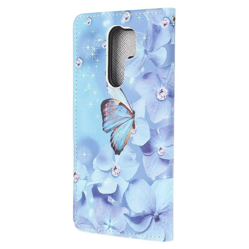 Kotelot Xiaomi Redmi 9 Suojaketju Kuori Strappy Diamond Perhoset