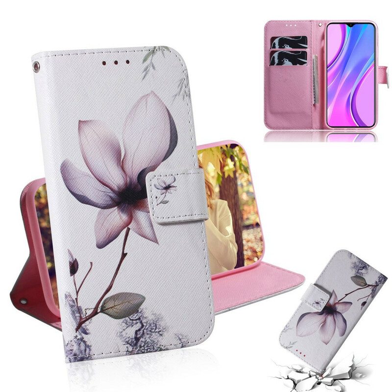 Nahkakotelo Xiaomi Redmi 9 Flower Dusty Pink