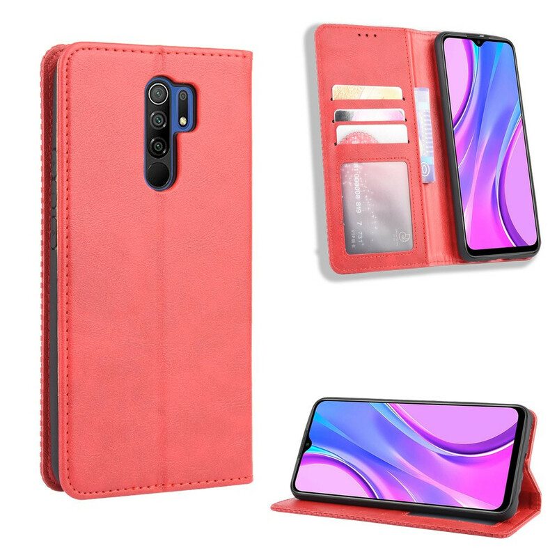 Puhelinkuoret Xiaomi Redmi 9 Kotelot Flip Tyylitelty Vintage-nahkaefekti