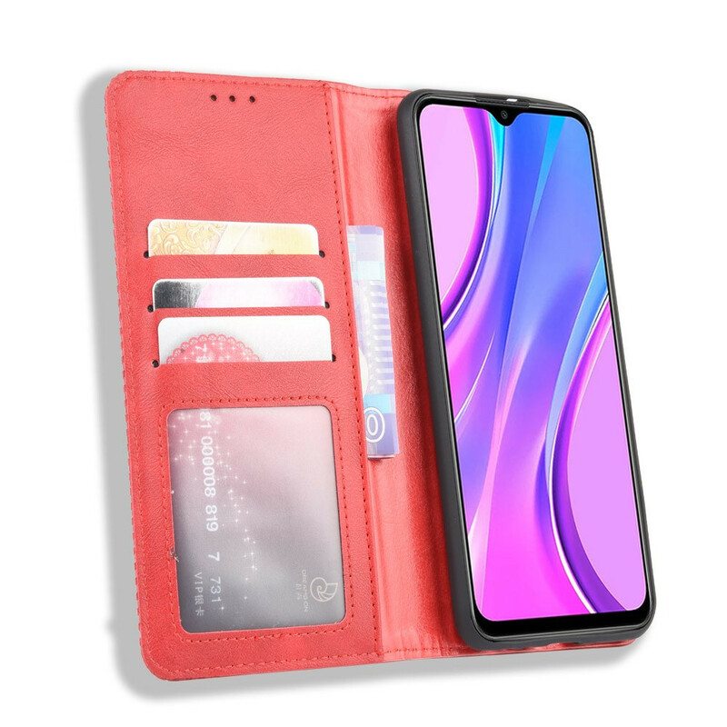 Puhelinkuoret Xiaomi Redmi 9 Kotelot Flip Tyylitelty Vintage-nahkaefekti