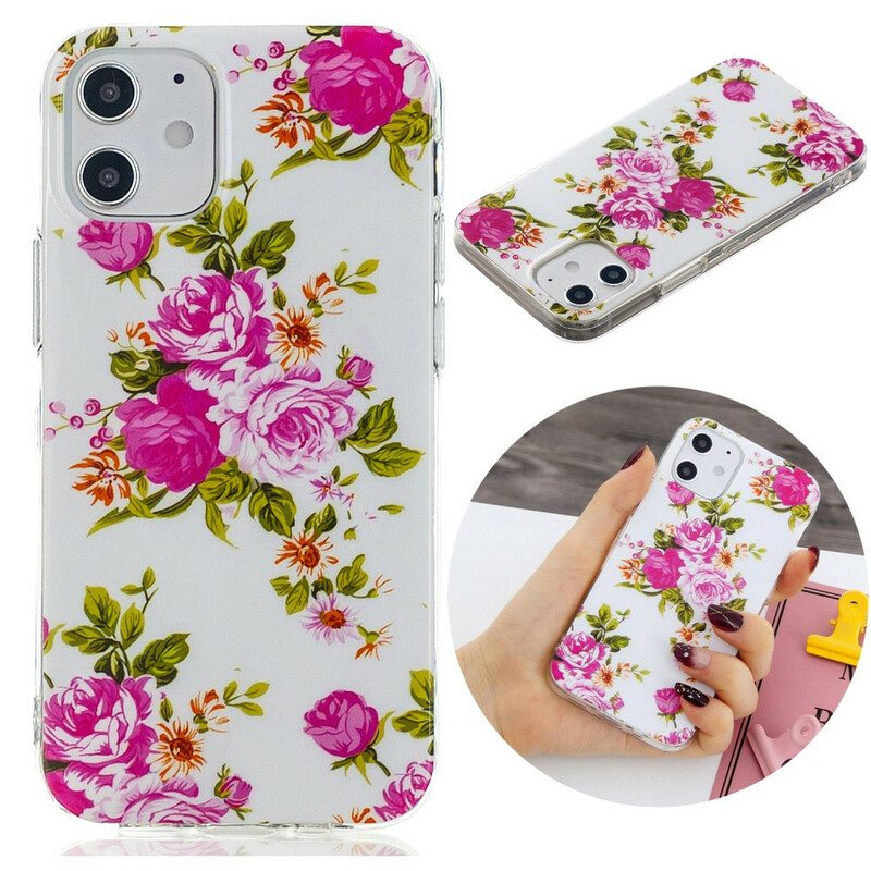 Case iPhone 12 Mini Fluoresoivat Liberty Flowers