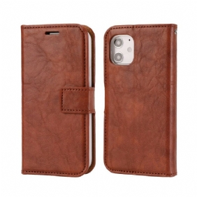 Kuori Flip Case iPhone 12 Mini Irrotettava Distressed Leather -tyyli