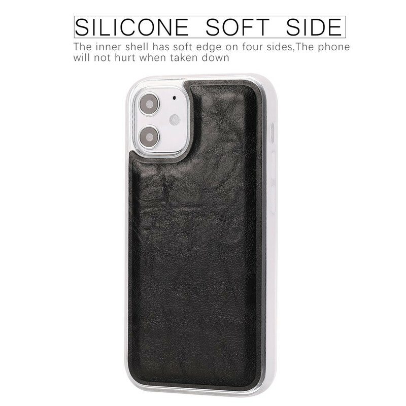 Kuori Flip Case iPhone 12 Mini Irrotettava Distressed Leather -tyyli