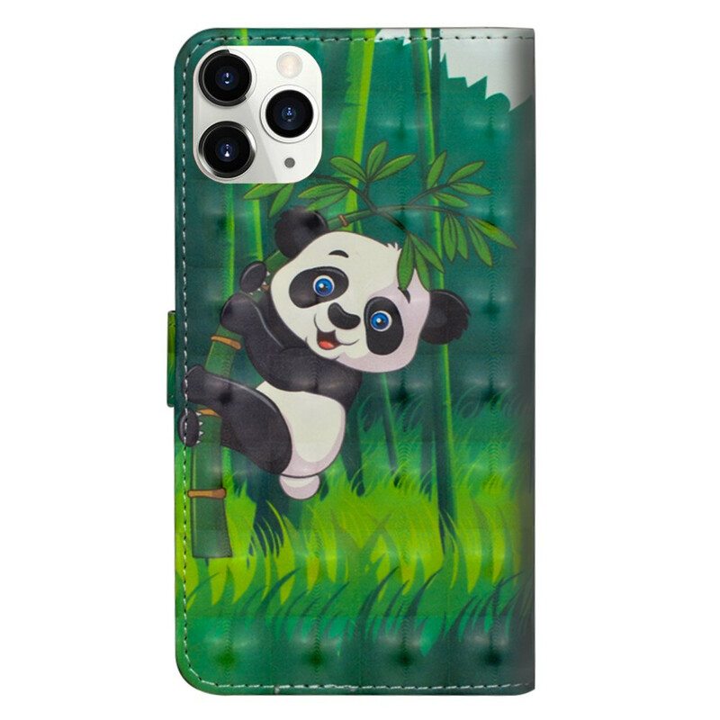 Nahkakotelo iPhone 12 Mini Panda Ja Bambu