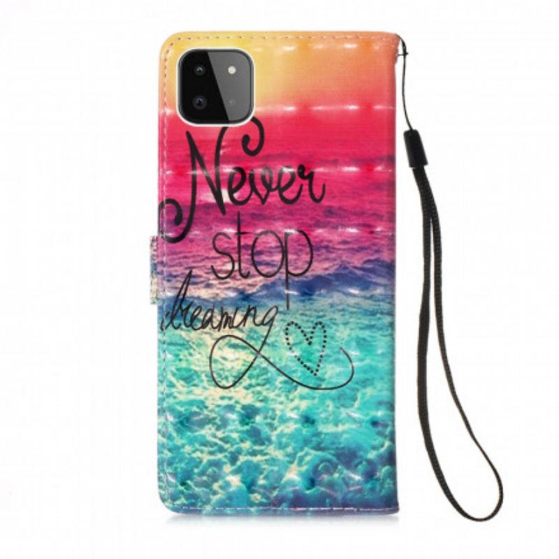 Flip Case Samsung Galaxy A22 5G Älä Koskaan Lopeta Unelmoimista