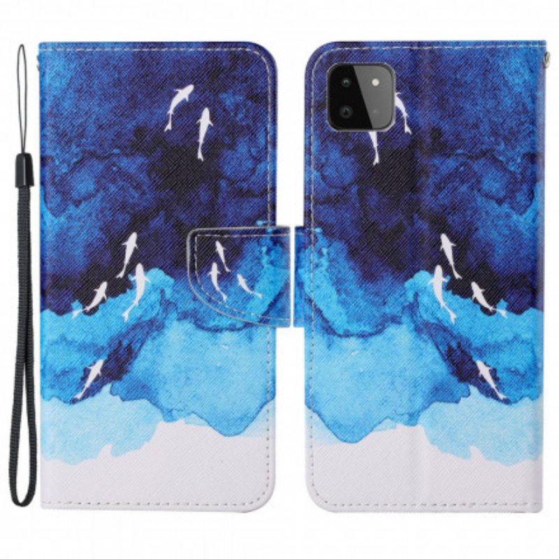 Flip Case Samsung Galaxy A22 5G Meri Remmien Kanssa