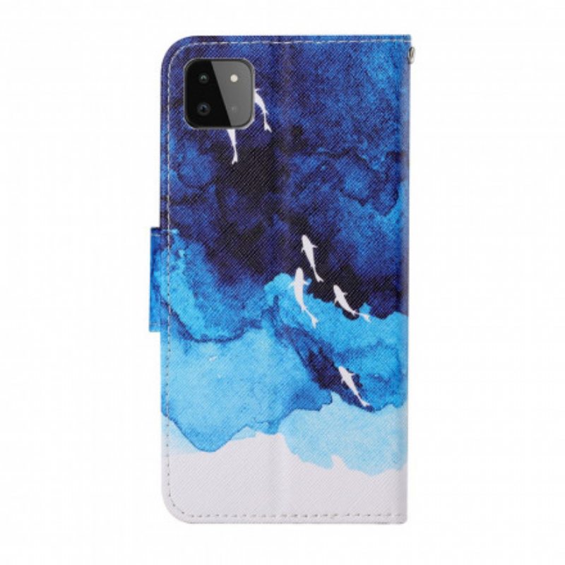 Flip Case Samsung Galaxy A22 5G Meri Remmien Kanssa