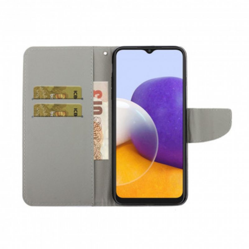 Flip Case Samsung Galaxy A22 5G Meri Remmien Kanssa