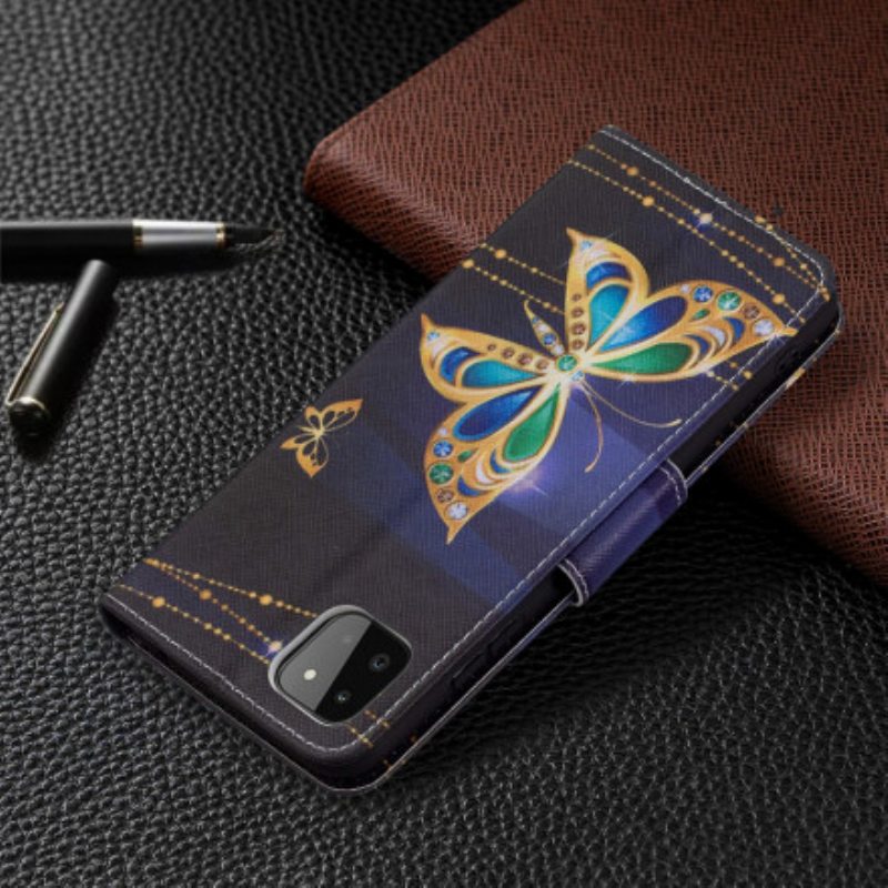 Flip Case Samsung Galaxy A22 5G Perhosten Kuninkaat