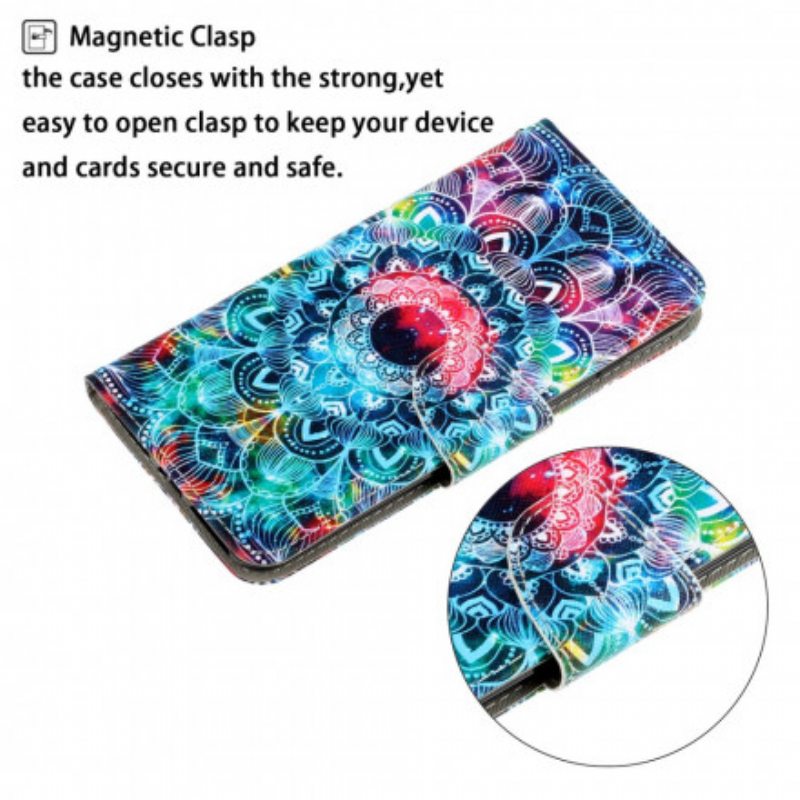 Flip Case Samsung Galaxy A22 5G Suojaketju Kuori Näyttävä Strappy Mandala