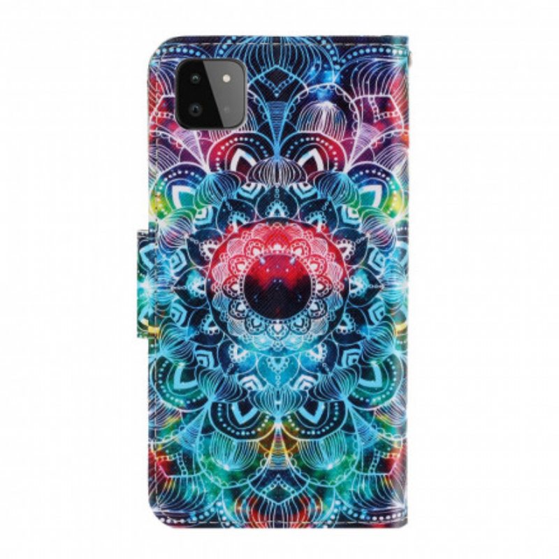 Flip Case Samsung Galaxy A22 5G Suojaketju Kuori Näyttävä Strappy Mandala