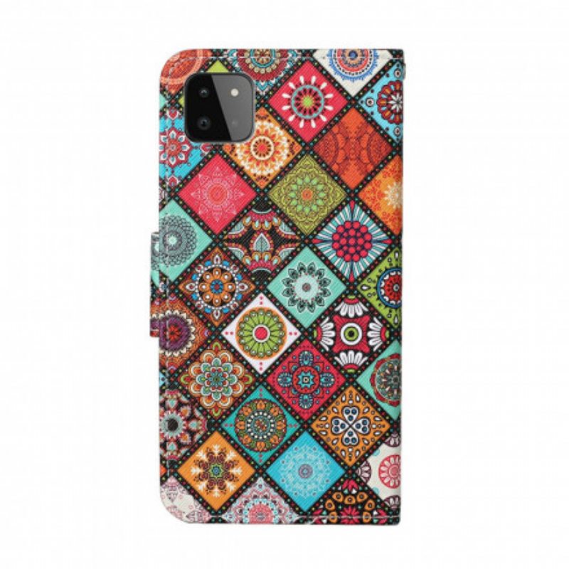 Kotelot Samsung Galaxy A22 5G Patchwork Mandalas Kaulanauhalla