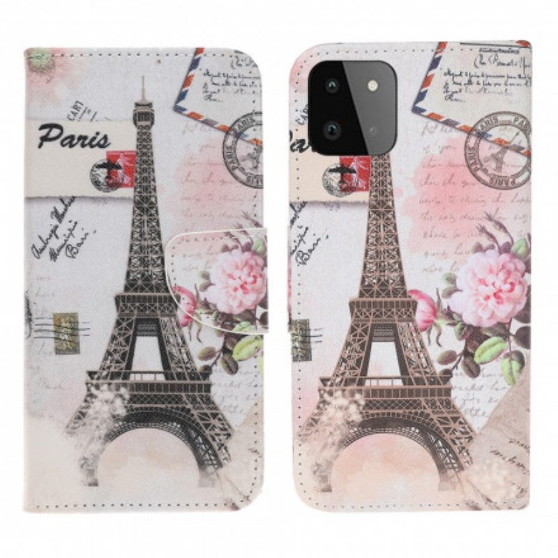 Kotelot Samsung Galaxy A22 5G Retro Eiffel-torni