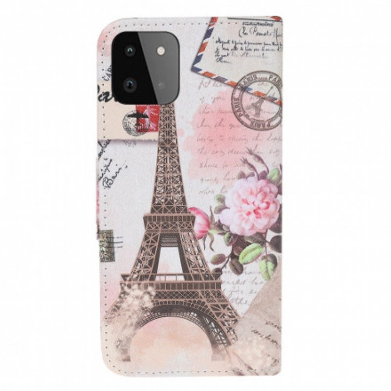 Kotelot Samsung Galaxy A22 5G Retro Eiffel-torni