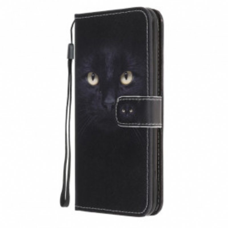 Kotelot Samsung Galaxy A22 5G Suojaketju Kuori Strappy Black Cat Eyes