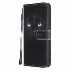 Kotelot Samsung Galaxy A22 5G Suojaketju Kuori Strappy Black Cat Eyes