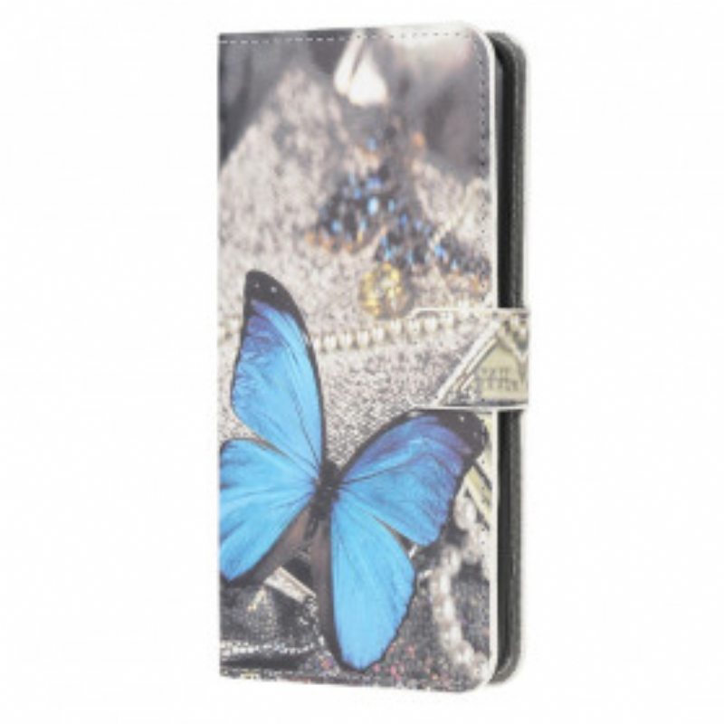 Nahkakotelo Samsung Galaxy A22 5G Butterfly Prestige Blue