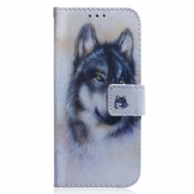 Flip Case Xiaomi 13 Suojaketju Kuori Strappy Watercolour Wolf