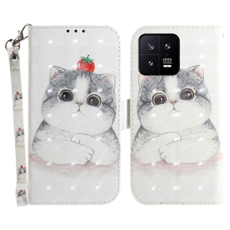 Nahkakotelo Xiaomi 13 Suojaketju Kuori Thong Graphic Cat