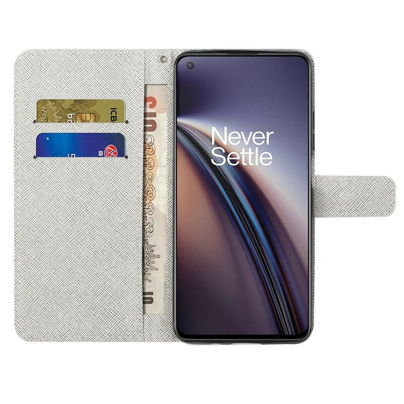 Flip Case OnePlus Nord CE 5G Suojaketju Kuori Strappy Diamond Perhoset