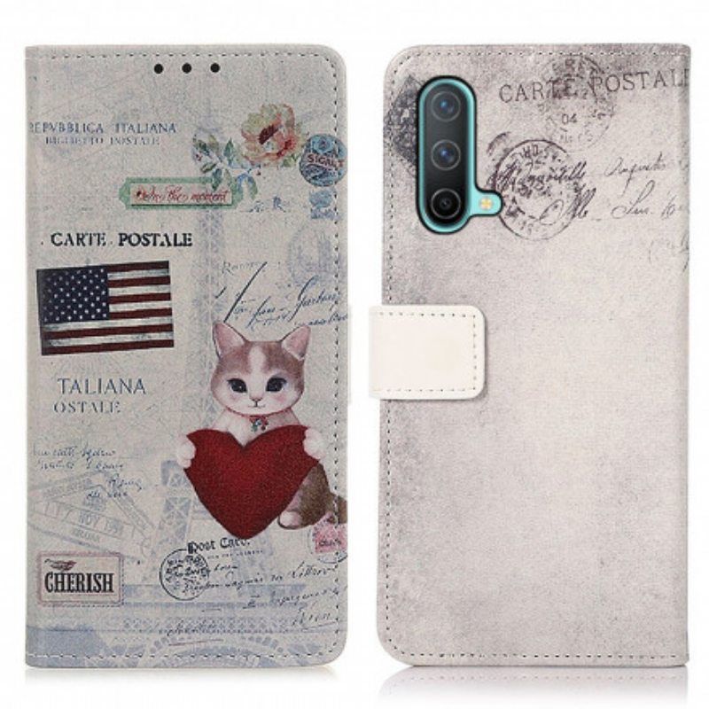 Flip Case OnePlus Nord CE 5G Traveller Cat