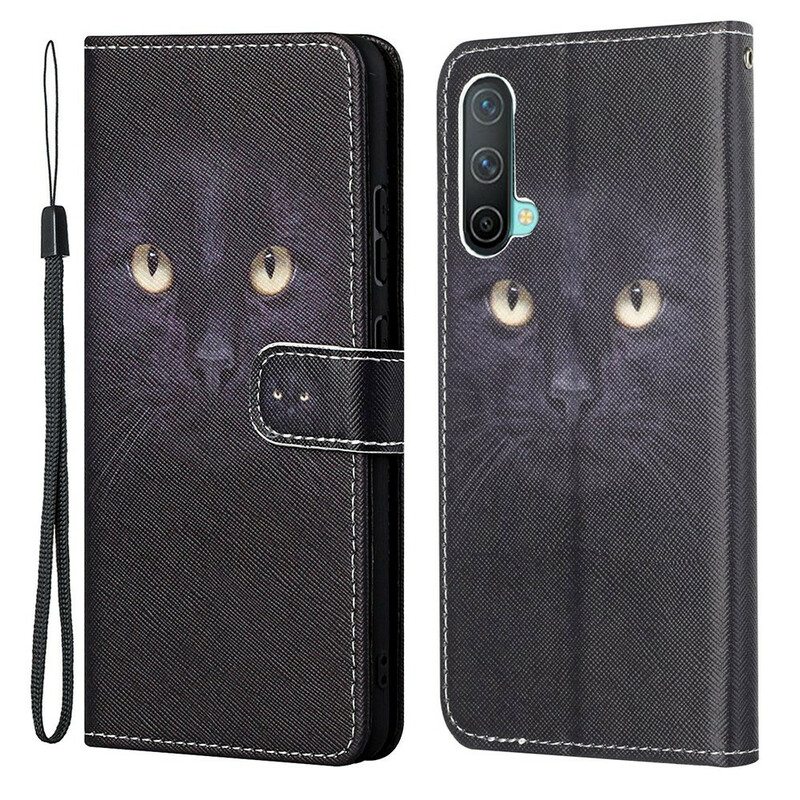 Kotelot OnePlus Nord CE 5G Suojaketju Kuori Strappy Black Cat Eyes