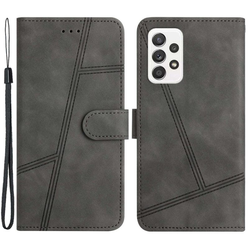 Kotelot Samsung Galaxy A23 5G Suojaketju Kuori Strappy Geometric Leather Style