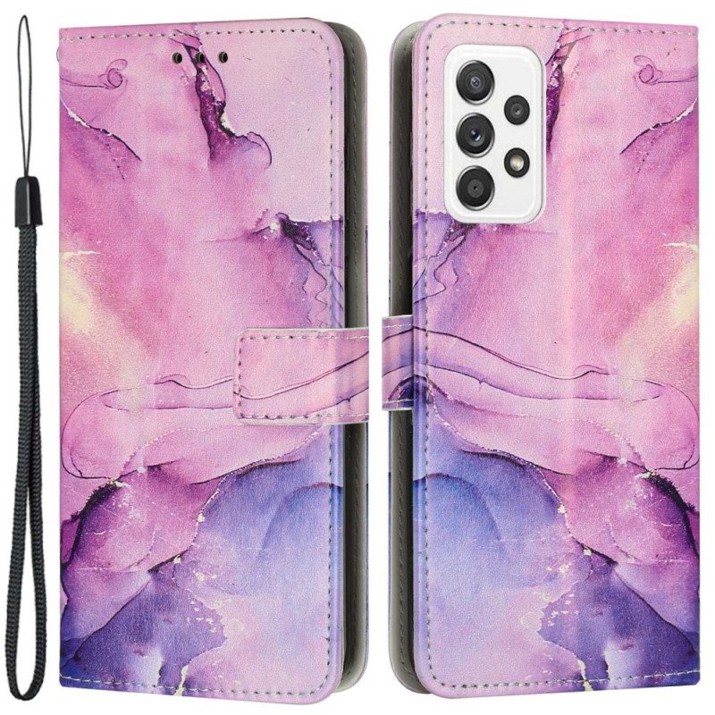 Nahkakotelo Samsung Galaxy A23 5G Suojaketju Kuori Strip Marble