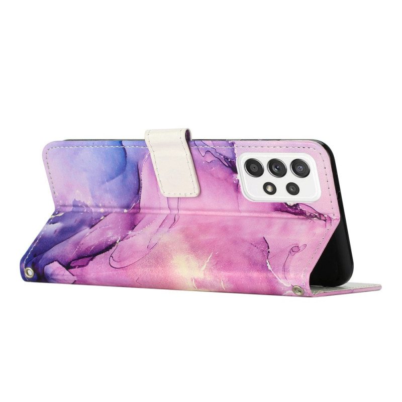 Nahkakotelo Samsung Galaxy A23 5G Suojaketju Kuori Strip Marble