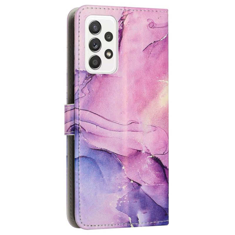 Nahkakotelo Samsung Galaxy A23 5G Suojaketju Kuori Strip Marble