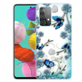 Case Samsung Galaxy A72 4G / A72 5G Retro Perhosia Ja Kukkia