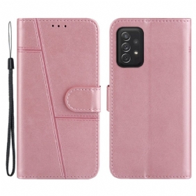 Kotelot Samsung Galaxy A72 4G / A72 5G Suojaketju Kuori Strappy Geo Leather Effect