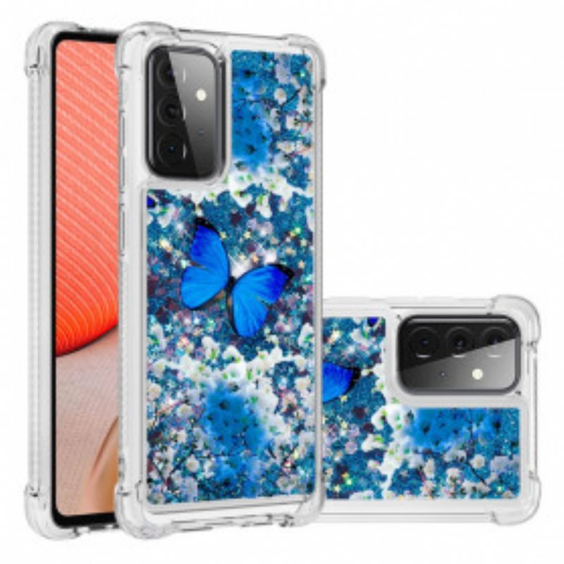 Kuori Samsung Galaxy A72 4G / A72 5G Glitter Blue Perhoset