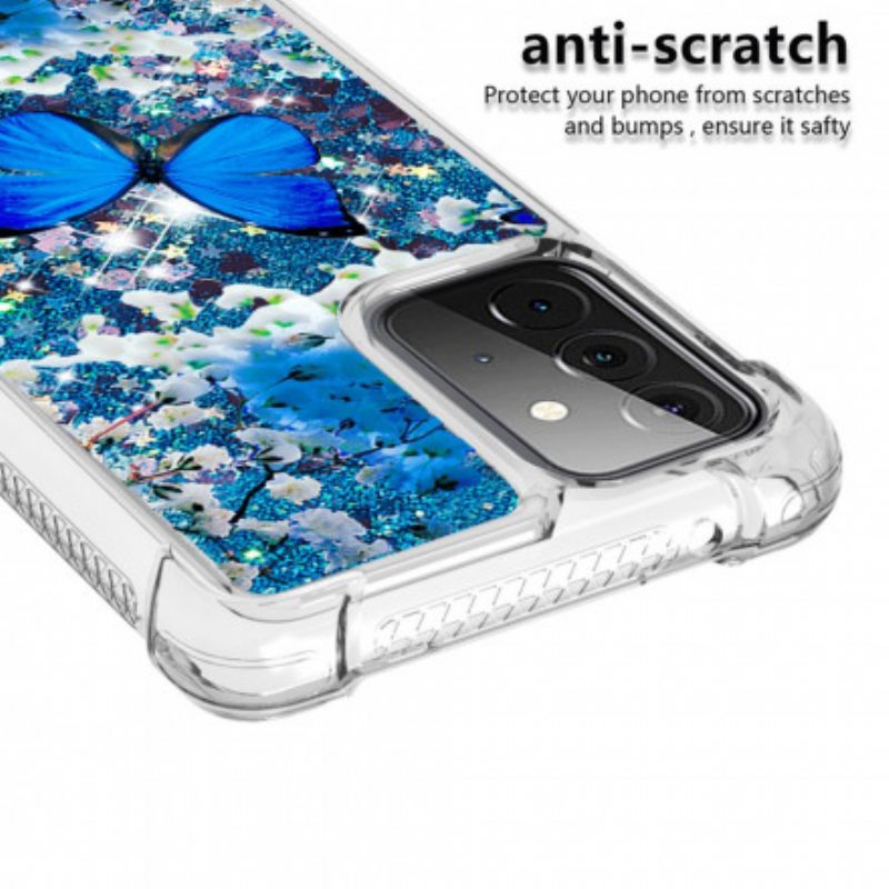 Kuori Samsung Galaxy A72 4G / A72 5G Glitter Blue Perhoset