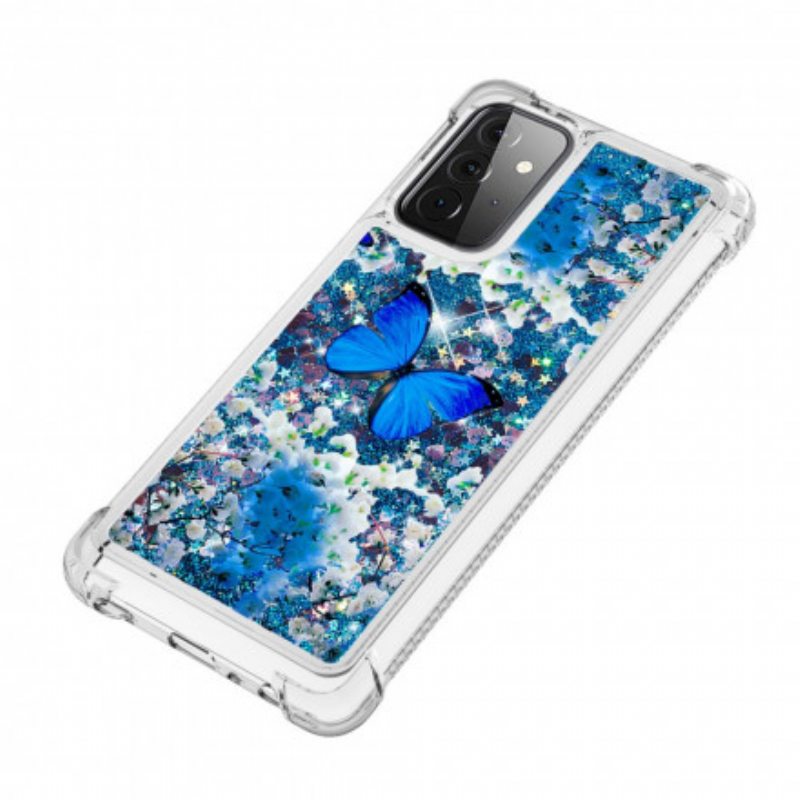 Kuori Samsung Galaxy A72 4G / A72 5G Glitter Blue Perhoset