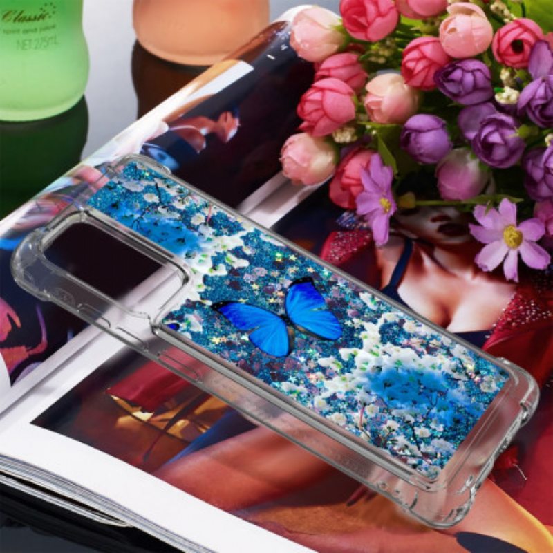 Kuori Samsung Galaxy A72 4G / A72 5G Glitter Blue Perhoset