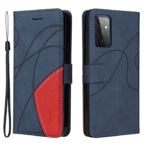 Nahkakotelo Samsung Galaxy A72 4G / A72 5G Kaksisävyinen Signature Faux Leather