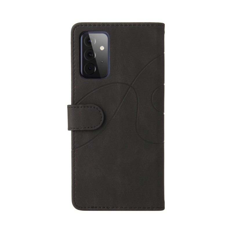 Nahkakotelo Samsung Galaxy A72 4G / A72 5G Kaksisävyinen Signature Faux Leather