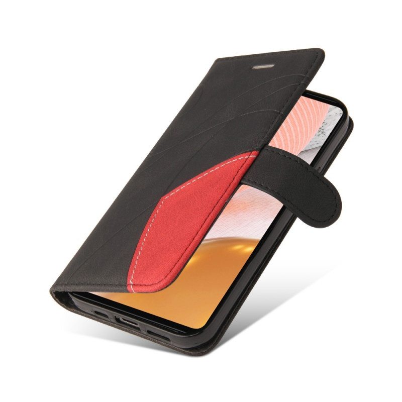 Nahkakotelo Samsung Galaxy A72 4G / A72 5G Kaksisävyinen Signature Faux Leather