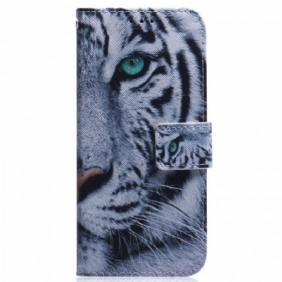 Flip Case Samsung Galaxy M53 5G Valkoinen Tiikeri