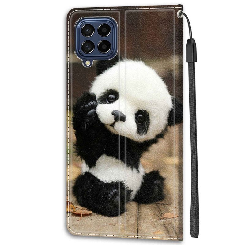 Kotelot Samsung Galaxy M53 5G Suojaketju Kuori Pikku Panda Hihnalla